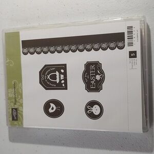 Stampin Up! Eggcoutrements Easter Set Of 5 Red Rubber Cling Stamps New In Case